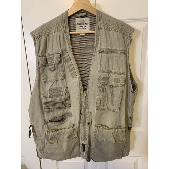 Rothco Outback Vest Sz L Travel Photo Photography Pockets Canvas Fishing Hunting - Picture 1 of 8